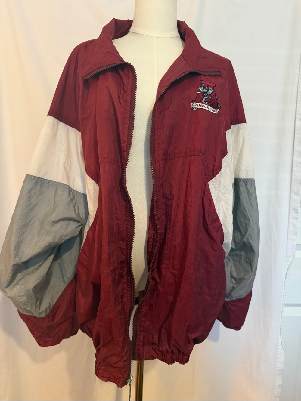 Vintage Alabama Burgundy Colorblock Windbreaker Jacket with Team Patch